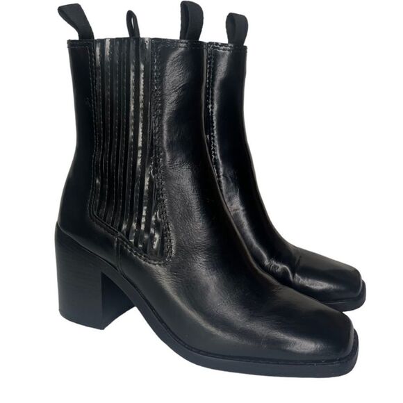 Loeffler Randall Arianna Square Toe Leather Black Ankle Boots size 6.5 - Picture 2 of 12